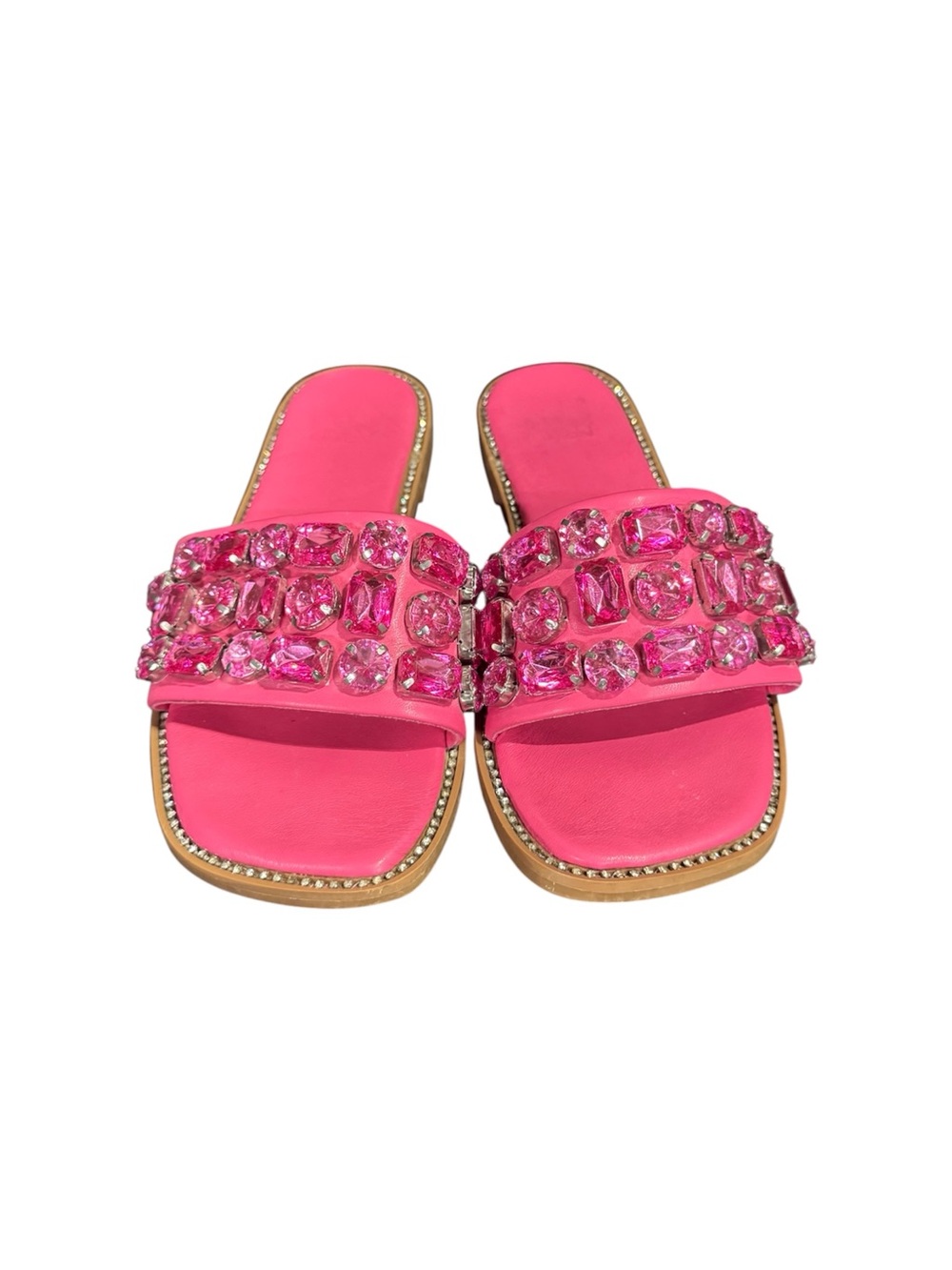 Pink Jeweled Slide Sandals